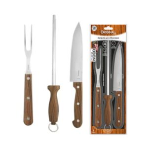 Kit Churrasco BR Design Wood 3Pçs R-SL0446