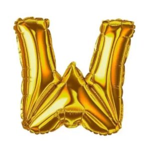 Balão Metalizado 16x40cm Dourado "W" c/6 Ref. 8022