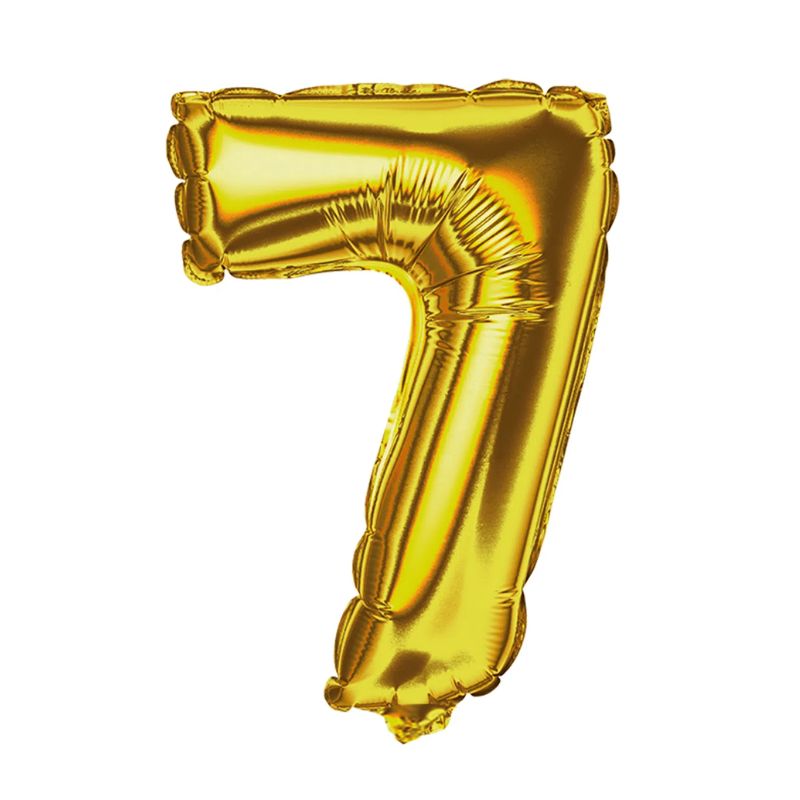 Balão Metalizado 16x40cm Dourado "7" c/6 Ref. 8033
