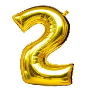 Balão Metalizado 16x40cm Dourado "2" c/6 Ref. 8028