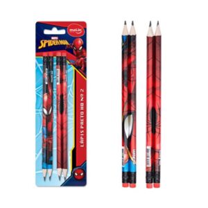 Lápis PT N°2 Spider-Man C/Borr BT/4 Molin R-13584