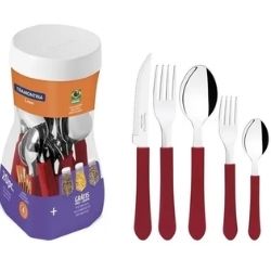 Faqueiro Tramontina Leme Cor Vermelho Inox 20pçs R-718