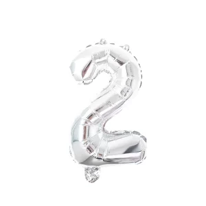 Balão Metalizado 16x40cm Prata "2" C/6 R-8066