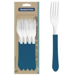 Garfo Tramontina Leme P/ Mesa Inox Cor Azul Cartela /C12un. R-990