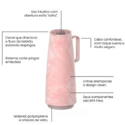 Bule Térmico de 1Litro Marmoriz Cor Rosa Tramontina R-4851 - Imagem 2