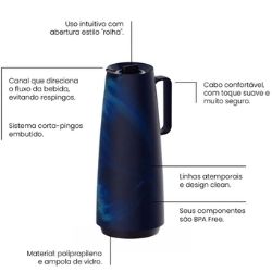 Bule Termico 1L Marmoriz Azul Tramontina R-4820 - Imagem 2