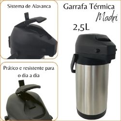 Garrafa Termica Madri 2,5 Litros e Meio Inox Unitermi R-81417 - Imagem 2