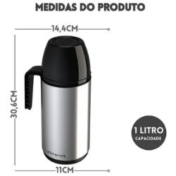 Garrafa Térmica Roma Eco 1Litro Inox Unitermi 84007R - Imagem 3