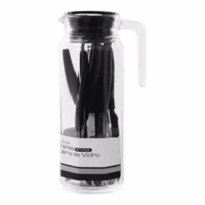 Jogo Talheres Inox Preto Jarra Vidro LT-23226