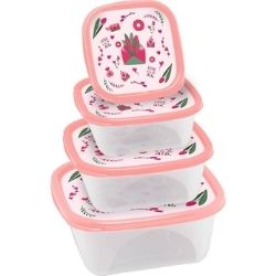 Conjunto de Potes 4Peças Decorado  230 /390 /690 /1200ml Jaguar 4126