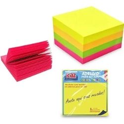 Bloco Anotação 51x51mm 300F Neon Kaz R-KZ2004N