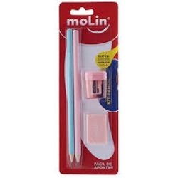 Kit Pencil 4Pçs 2Lapis+Apont+Borr Molin R-13227