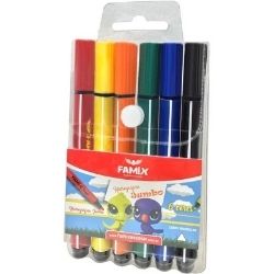 Caneta Hidrog. C/6 Cores Triangular Jumbo Famix R-FHC04