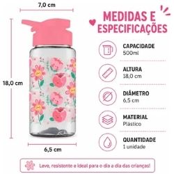 Garrafa Squeeze Transp Florzinhas 500ml Band R - 1726 - Imagem 2