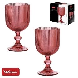 Conj Taça Vidro Premium Bliss Marsala 350ml  C/2un Wellmix Ref: WG21370