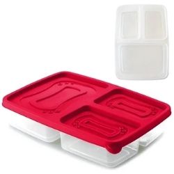 Pote Marmita C/ 3 Divisoria Vermelho Plasberg R-17006