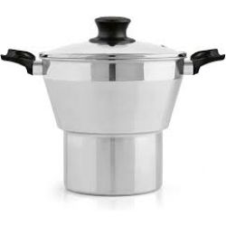 Cuscuzeiro C/Tampa De Vidro Reta 16cm Aluminio Magnific Panelux Ref:2156