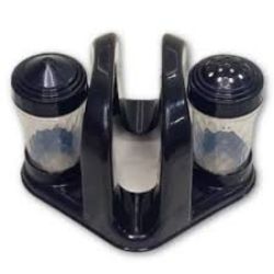 Kit Mesa 3 em 1 Porta Guardanapo Preto Plasberg Ref:16230