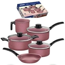 Jogo de Panelas C/5Pçs Antiaderente Michigan Rosa Tramontina Ref:28299/497