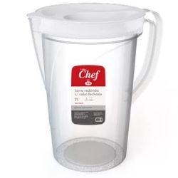 Jarra de Plastico C/Tampa  Redonda 2L C/Cabo Fechado Sortido MB Ref:3647