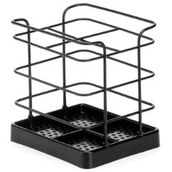 Porta Talheres Quadrado C/4 Divisórias Aço Preto Arthi Ref:2363