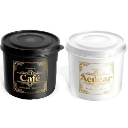 Kit Café e Açucar C/2 Potes 1L Tampa Flex Injetemp Ref:068400