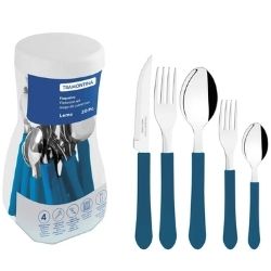 Jogo Faqueiro no Pote Inox Azul C/20 Peças Leme Tramontina Ref: 23198/118