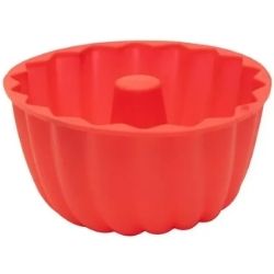 Forma de Silicone Para Pudim 23cm Vermelho/Prata Fratelli Ref : 3625