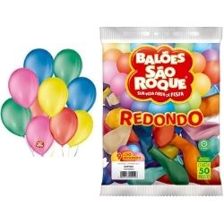 Balão Redondo Sortidos N°9 C/50 São Roque Ref: 2681