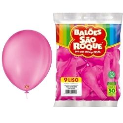 Balão Redondo Rosa Shock N°9 C/50 São Roque Ref :2667