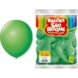 Balão Redondo Verde Maçã N°9 São Roque C/50un Ref : 8350