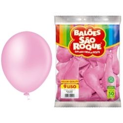 Balão Redondo Rosa Baby N°9 C/50 São Roque Ref : 2636