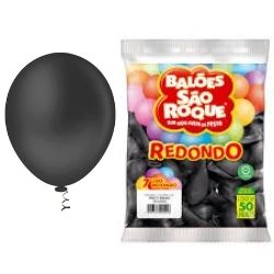 Balão Redondo Preto Èbano  N°7 C/50 São Roque Ref: 5835