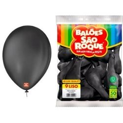 Balão Redondo Preto Ebano N°9 C/50 São Roque Ref: 2575