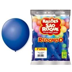 Balão Redondo Azul Cobalto N°7 C/50 São Roque Ref: 5050