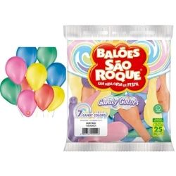 Balão Candy Colors Sortidos N°7 C/25 São Roque Ref: 7633