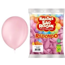 Balão Redondo Rosa Baby  N°7 C/50 São Roque Ref : 5897