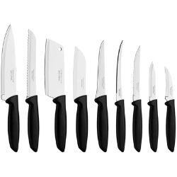Jogo de Facas Inox Plenus C/9 Peças Preto Tramontina Ref:23498/048