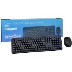 Kit Teclado e Mouse Exagon Sem Fio Preto Maxprint Ref:60000146