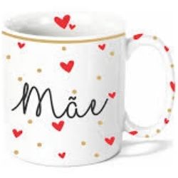 Caneca Porcelana Reta 300ml Mãe Coração Sem Caixa Unita Ref:UT11-27