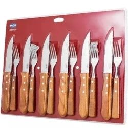 Conjunto de Garfo e Faca C/12 Peças Wooden Fratelli Ref:CO0647600