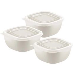 Conjunto de Potes Plastico C/Tampa C/3 Peças 300ml Algodão Tramontina Ref:25098/301