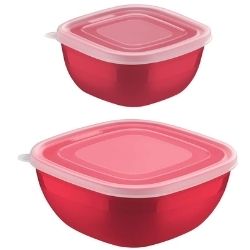 Conjunto de Potes Plastico C/Tampa C/2 Peças 4L/2L Vermelho Tramontina Ref:25098/705