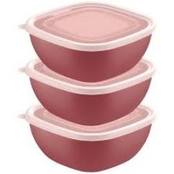 Conjunto de Potes Plastico C/Tampa C/3 Peças 600ml Vermelho Tramontina Ref:25098/702