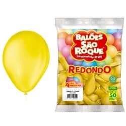 Balão Redondo Amarelo Citrino N°7 C/50 São Roque Ref: 5828