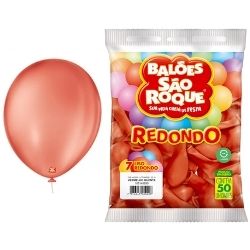 Balão Redondo Vermelho Quente N°7 C/50 São Roque Ref: 6108