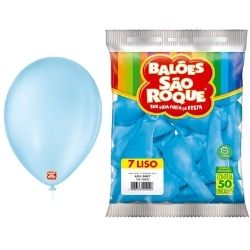 Balão Redondo Azul Baby N°9 C/50 São Roque Ref: 2605