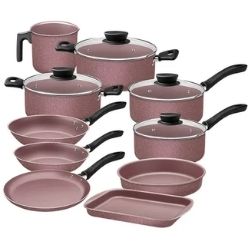 Jogo de Cozinha Antiaderente C/10pçs Michigan Rosa Tramontina Ref:28299/499