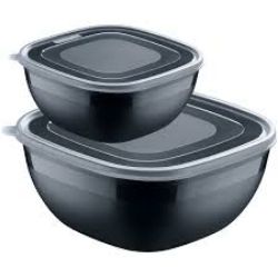 Conjunto de Potes Plastico C/Tampa C/2 Peças 4L/2L Preto Tramontina Ref:25098/005