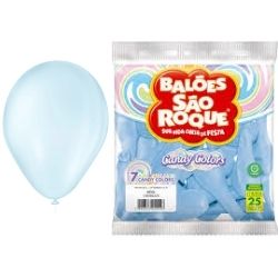 Balão Candy Colors Azul N°7 C/25 São Roque Ref: 7626